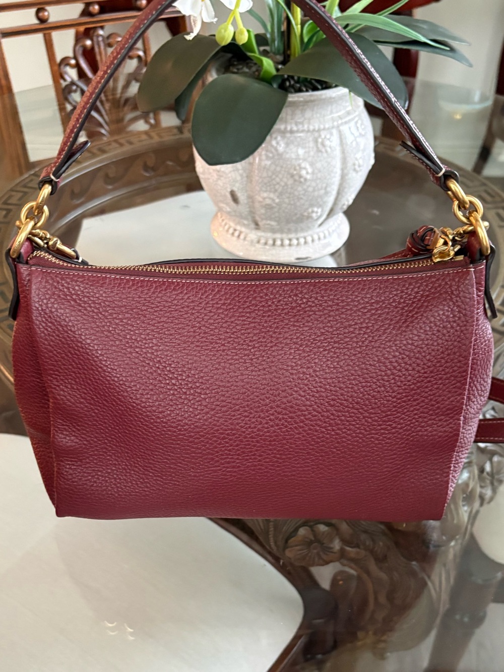 ♥️♥️COACH SHAY CONVERTIBLE SHOULDER/CROSSBODY BURGUNDY PEBBLED LEATHER BAG!♥️♥️ - Picture 2 of 10
